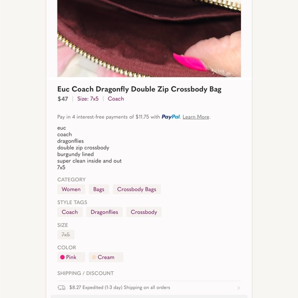 Coach Double Zip Dragonfly Print Crossbody EUC - Picture 6 of 6